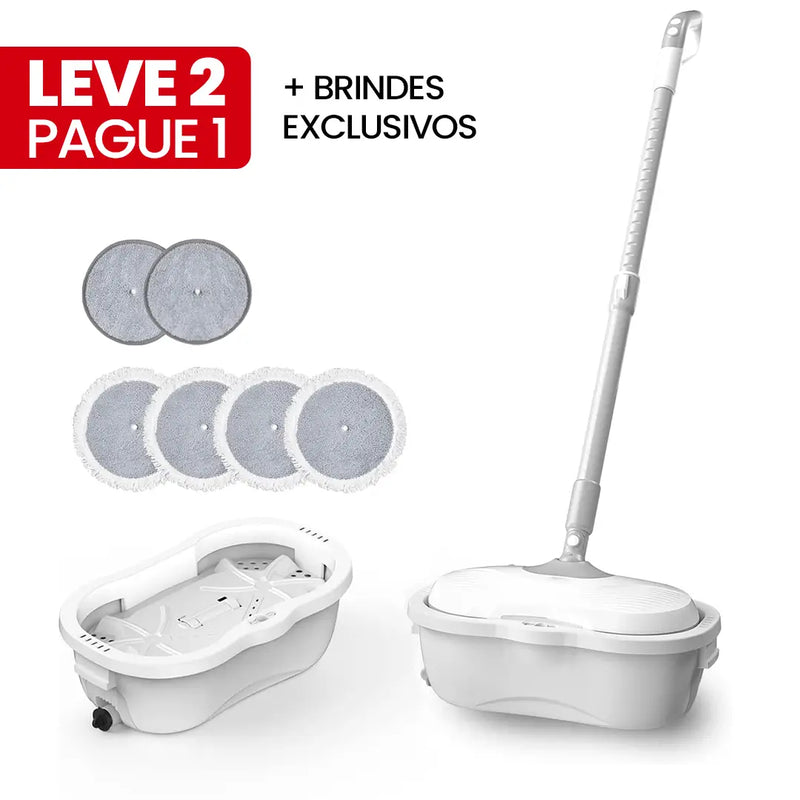 Mop Elétrico Soluna + BRINDES: Módulos de Limpeza e Tanque Suporte