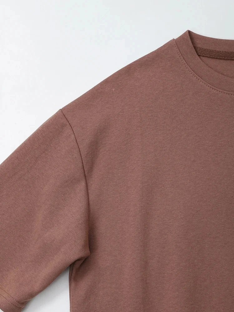Conjunto Casual de Camisa Manga Curta e Calça de Cintura Elástica - DermeBela