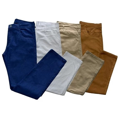 Kit 4 Calças Sarja com Elastano - Promoção Imperdível 🔥