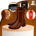Kit Bota Maverick 3.0 em Couro Legítimo com Palmilha Ortopédica + BRINDES: Boné, Cinto, Carteira e Copo
